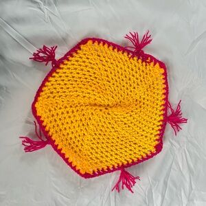 Handmade crochet piece with tassels, home decor